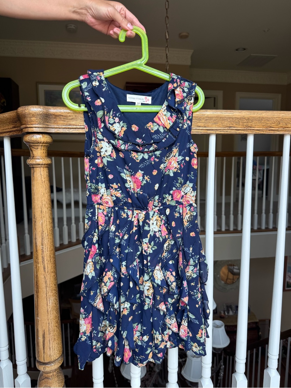 Rachael & Chloe Navy Floral Ruffle Dress